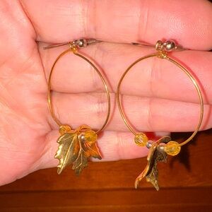 Gold Leaf Hoop Earrings